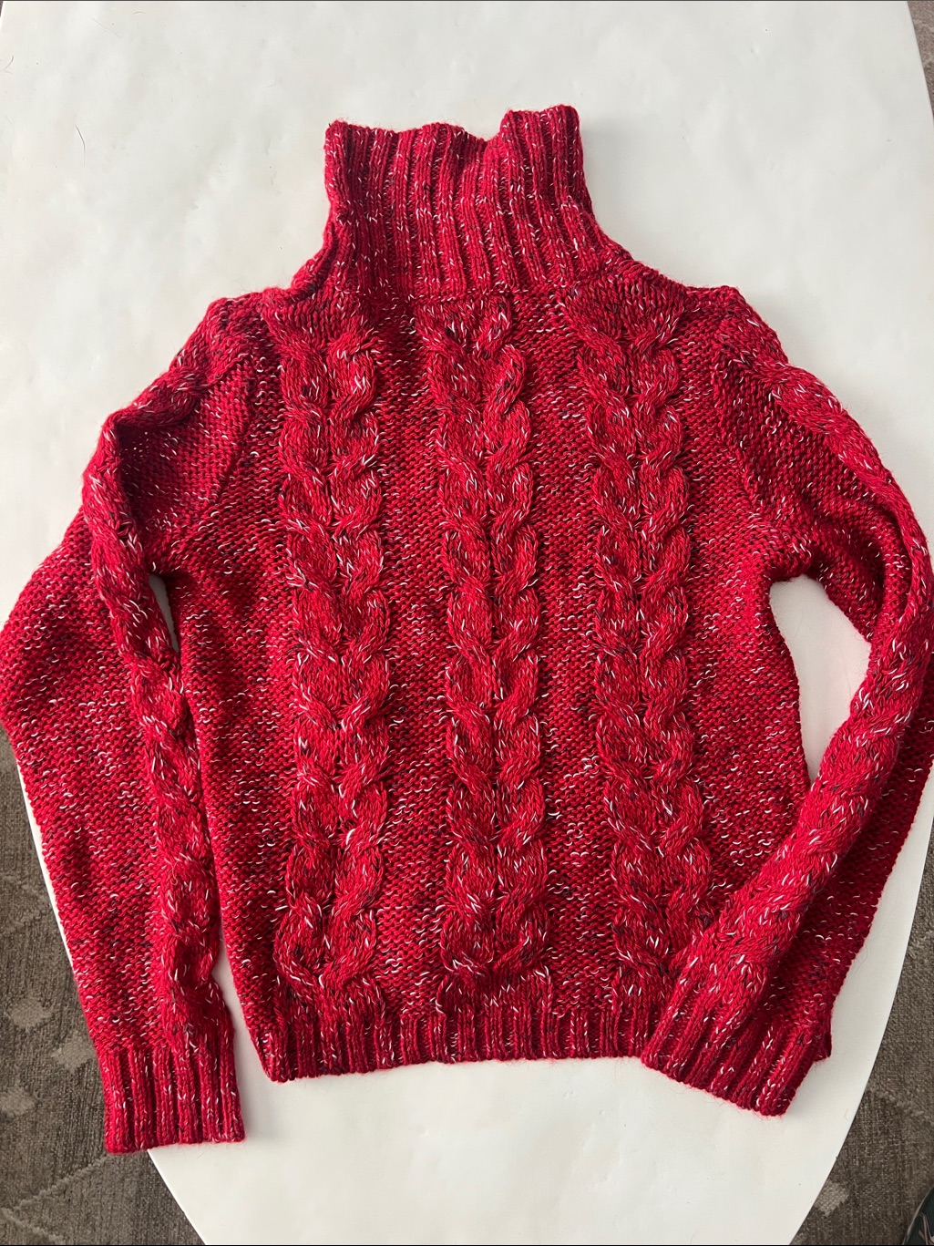 Nwt Vintage Kensie Lightweight Cable Knit Alpaca Blend Red Turtleneck Sweater — image 3 of 4